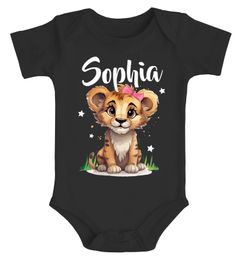 Baby Body Mädchen mit Namen personalisierbar kleiner Löwe Tiermotiv Namensgeschenke Geburt Bio Baumwolle SpecialMe®