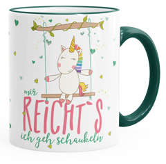 Tasse Einhorn Mir reichts ich geh schaukeln Spruch Unicorn Tasse mit Farbkante MoonWorks®