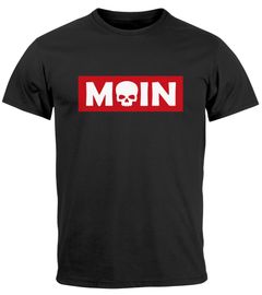 Herren T-Shirt Schriftzug Moin Skull Totenkopf Aufdruck Print Parodie Fashion Streetstyle Neverless®