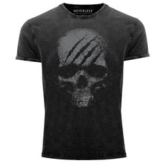 Herren Vintage Shirt Totenkopf Skull Totenschädel Skelett Print Aufdruck Fashion Streetstyle Neverless®