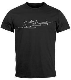 Herren T-Shirt Boot Polygon Papier-Schiff Origami Aufdruck Print Fashion Streetstyle Neverless®