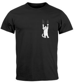 Herren T-Shirt Aufdruck Katze Cat Logo lustig Kapuzen-Pullover Männer Fashion Streetstyle Neverless®