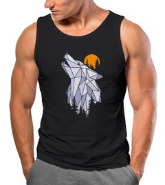 Herren Tank-Top Shirt Polygon Print Wolf Wald Outdoor Adventure Natur Tiermotiv  Muskelshirt Neverless®