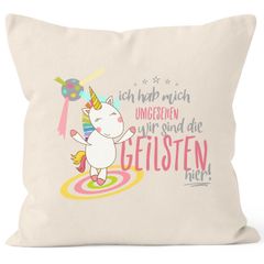 Kissenbezug Ich hab mich umgesehen wir sind die geilsten hier Einhorn Party Disco 40x40 Baumwolle MoonWorks®