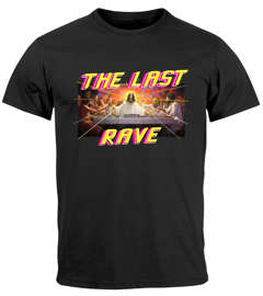 Herren T-Shirt Techno The Last Rave Parodie Das letzte Abendmahl Jesus Fashion Streetstyle Neverless®