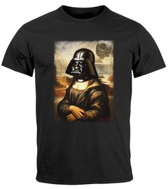 Herren T-Shirt Print Aufdruck Mona Lisa Parodie Meme Kapuzen-Pullover Männer lustige Motive Fun-Shirt Moonworks®