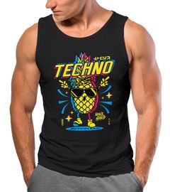 Herren Tank-Top Techno Tanzen Lustig Ananas Rave Party Printshirt Fashion Streetstyle Muskelshirt Neverless®