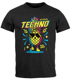 Herren T-Shirt Shirt Techno Tanzen Lustig Ananas Rave Party Printshirt Fashion Streetstyle Neverless®