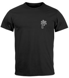 Herren T-Shirt Palme Logo Print Sommer Badge Emblem Minimal Line Art Fashion Streetstyle Neverless®