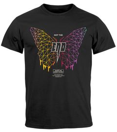 Herren T-Shirt Schmetterling Geometric Design Butterlfy Spruch Not the End Printshirt Fashion Streetstyle Neverless®