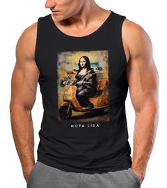 Herren Tank-Top Print Aufdruck Mona Lisa Parodie Meme Kapuzen-Pullover Männer lustige Motive Fun-Shirt Moonworks®