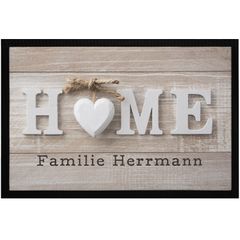 Fußmatte Home personalisiert mit Namen Wunschtext Zuhause Familie Herz rutschfest & waschbar SpecialMe®
