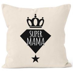 Kissenbezug Super Mama Diamant Krone Stern Geschenk zum Muttertag 40x40 Baumwolle MoonWorks®