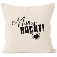 Kissenbezug Mama rockt Geschenk für Mutter Muttertag 40x40 Baumwolle MoonWorks®