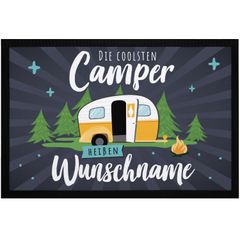 Fußmatte Camping mit Spruch Die coolsten Camper heißen und personalisiert mit Name Wohnwagen rutschfest & waschbar SpecialMe®
