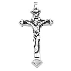 Anhänger Kreuz Edelstahl Halskette Jesus Christus Lederkette Kugelkette Damen Herren