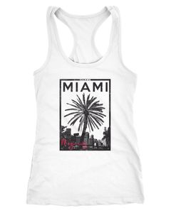 Damen Tanktop Tank Top Miami Beach Sunset Palmen Racerback Trägershirt Neverless®