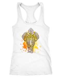 Damen Tanktop Zentangle Elefant Mandala Boho Bohemian Elephant Racerback Moonworks®