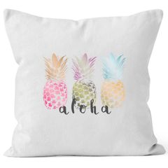 Kissenbezug Aloha Ananans Pineapple Kissenhülle Dekokissen 40x40 Baumwolle Autiga®