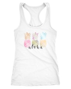 Damen Tank-Top Aloha Ananas Print Pineapple bunt Racerback Tank Top Tanktop Neverless®