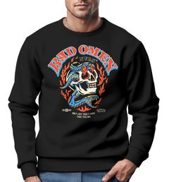 Sweatshirt Herren Print Skull Totenkopf Grafik Biker Design Rundhals-Pullover Fashion Streetwear Neverless®