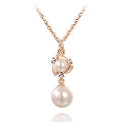 Damen Halskette Perlen Anhänger Zirkonia Kristalle vergoldet Autiga®