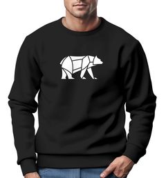 Sweatshirt Herren Bär Geometrie Tier Motiv Polygon Design Rundhals-Pullover Otdoor Fashion Streetwear Neverless®