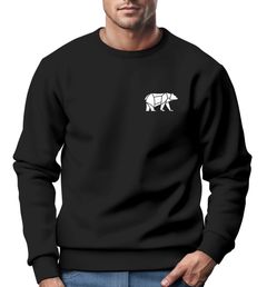 Sweatshirt Herren Print Aufdruck Bär Polygon Design Wander Outdoor Rundhals-Pullover Fashion Streetwear Neverless®