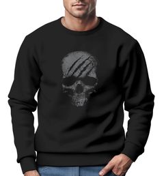 Sweatshirt Herren  Totenkopf Skull Totenschädel Skelett Print Aufdruck Rundhals-Pullover Fashion Streetwear Neverless®
