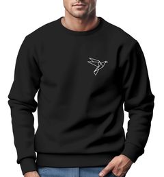 Sweatshirt Herren Polygon Print Aufdruck Vogel Origami Rundhals-Pullover Fashion Streetwear Neverless®