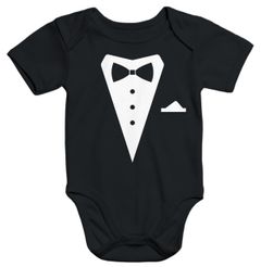 Baby Body Anzug Smoking Frack Fliege Bio-Baumwolle kurzarm Babybody Aufdruck Moonworks®