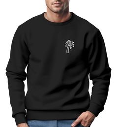 Sweatshirt Herren Aufdruck Print Palme Line Art Motiv Rundhals-Pullover Fashion Streetwear Neverless®