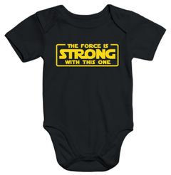 Baby-Body mit "the force is strong with this one" Aufdruck Bio-Baumwolle kurzarm Moonworks®