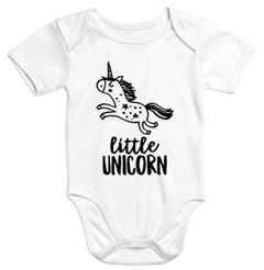 Einhorn Baby-Body mit Little Unicorn Aufdruck Bio-Baumwolle kurzarm Moonworks®