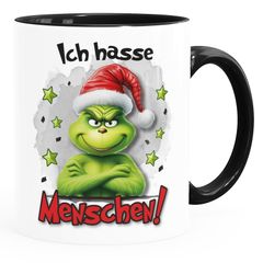 Kaffee-Tasse Grinch Geschenk für Weihnachtsmuffel  ch hasse Menschen Weihnachtstasse lustig MoonWorks®