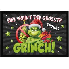 Fußmatte Weihnachten Grinch personalisiierbar Wunschname Spruch lustige Weihnachtsdeko rutschfest & waschbar Moonworks®