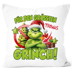 Kissenbezug Grinch Weihnachten Mann Frau Paar mit Namen personalisierbar Geschenk lustig Weihnachtsmuffel  Moonworks®