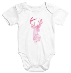 Baby-Body Hirsch Geweih Kopf Deer Watercolor kurzarm Bio-Baumwolle Moonworks®