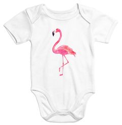 Baby-Body Flamingo Aufdruck kurzarm Babybody Bio-Baumwolle Onesie Einteiler Moonworks®