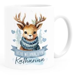 Kindertasse Weihnachten Tier-Motive personalisiert mit Namen Namenstasse Geschenk für Jungen und Mädchen SpecialMe®