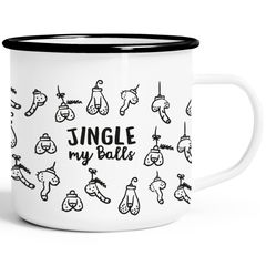 Emaille-Tasse Weihnachten lustig Spruch Jingle my Balls Penis-Muster Pimmel Doodle witzige Weihnachtsgeschenke Moonworks®