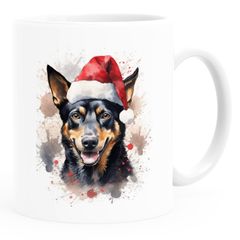 Tasse Hunde-Motiv Weihnachten Weihnachtsmütze lustig Hunderassen Geschenk Hundebesitzer Aquarell SpecialMe®