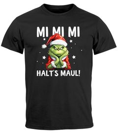 Herren T-Shirt Weihnachten Grinch Mimimi Halts Maul Spruch Weihnachtsmuffel Print Ugly XMAS Fun-Shirt Moonworks®