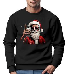 Sweatshirt Herren Weihnachten Weihnachtsmann Alkohol Bier Ugly XMAS Sweater Geschenk Biertrinker Moonworks®