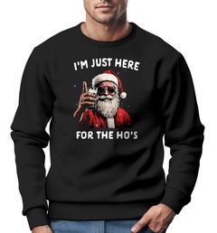 Sweatshirt Herren Weihnachten Spruch I`m just here for the Ho's Weihnachtsmann 'Bier Ugly XMAS Sweater Moonworks®