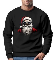 Sweatshirt Herren Weihnachten Weihnachtsmann Motiv Santa Claus Cool Ugly XMAS Sweater Geschenk Moonworks®