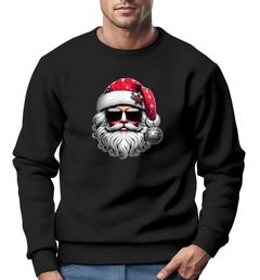 Sweatshirt Herren Weihnachten Weihnachtspullover Motiv Santa Claus Cool Ugly XMAS Sweater Weihnachtsgeschenk Moonworks®