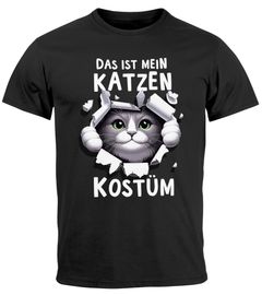 Herren T-Shirt Fasching Karneval Katze Kostüm-Ersatz Verkleidung Last Minute Faschingskostüm Männer Funshirt Moonworks®