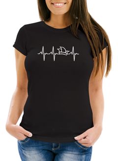 Damen T-Shirt Fasching Karneval Narrenkappe EKG Verkleidung Faschingskostüme Frauen Kostüm-Ersatz Moonworks®