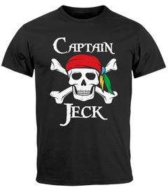 Herren T-Shirt Fasching Karneval Pirat Captain Jeck Kostüm-Ersatz Verkleidung Faschingskostüme Männer Moonworks®